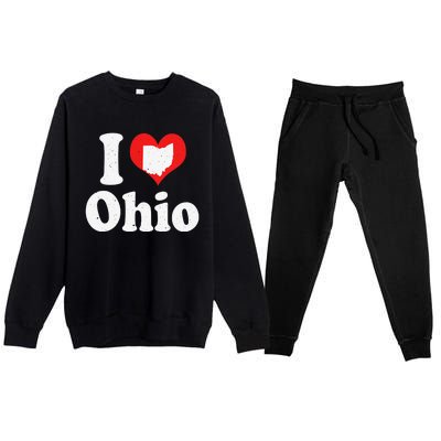 US Proud Citizen America Love State I Heart Ohio Premium Crewneck Sweatsuit Set