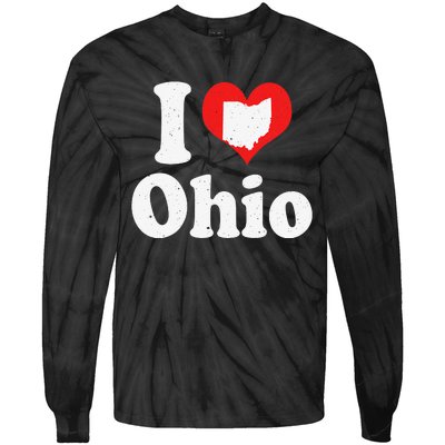 US Proud Citizen America Love State I Heart Ohio Tie-Dye Long Sleeve Shirt