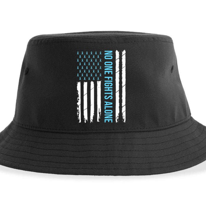 USA Prostate Cancer Awareness Light Blue Ribbon Survivor Sustainable Bucket Hat