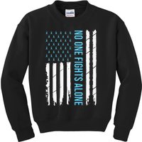 USA Prostate Cancer Awareness Light Blue Ribbon Survivor Kids Sweatshirt