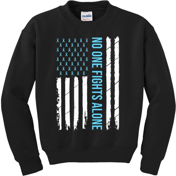 USA Prostate Cancer Awareness Light Blue Ribbon Survivor Kids Sweatshirt