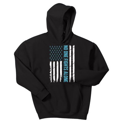 USA Prostate Cancer Awareness Light Blue Ribbon Survivor Kids Hoodie