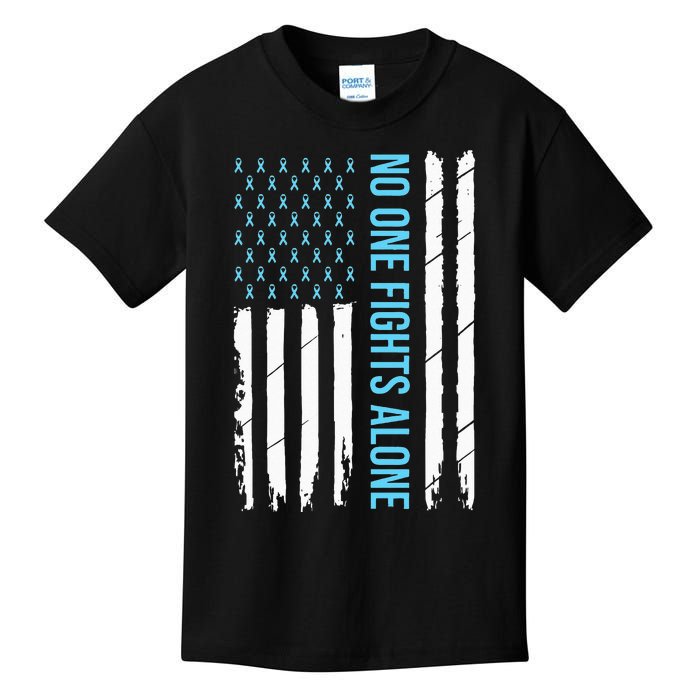 USA Prostate Cancer Awareness Light Blue Ribbon Survivor Kids T-Shirt