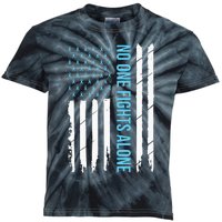 USA Prostate Cancer Awareness Light Blue Ribbon Survivor Kids Tie-Dye T-Shirt