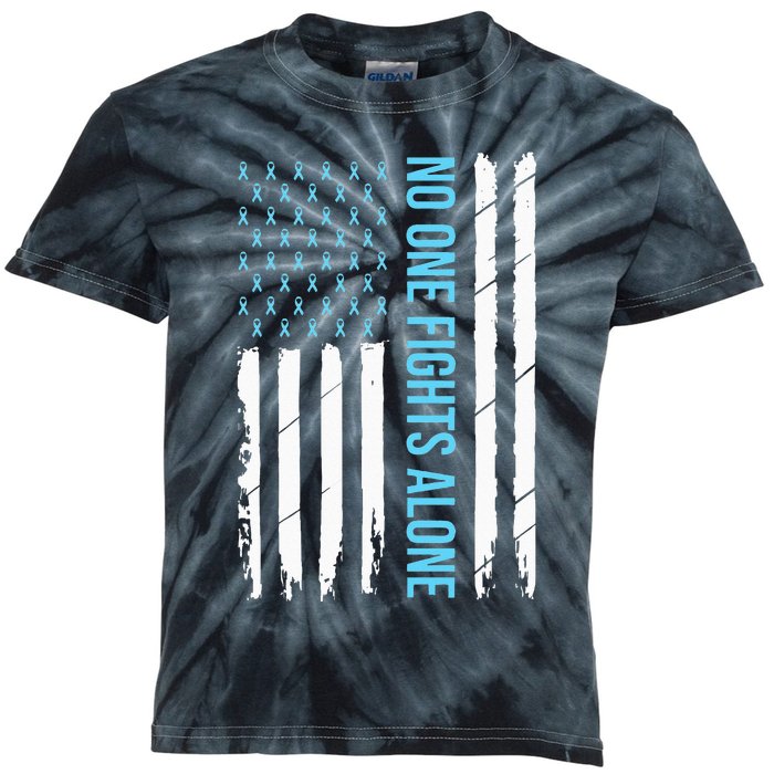 USA Prostate Cancer Awareness Light Blue Ribbon Survivor Kids Tie-Dye T-Shirt