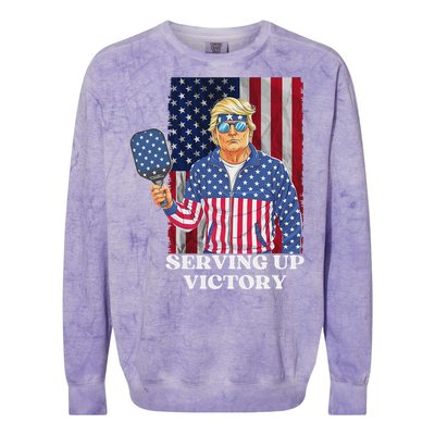 Usa Pickleball Champ Patriotic Trump Colorblast Crewneck Sweatshirt