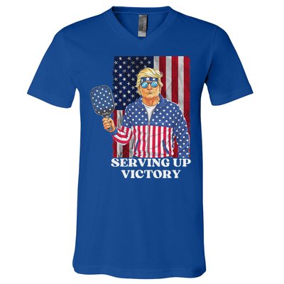 Usa Pickleball Champ Patriotic Trump V-Neck T-Shirt