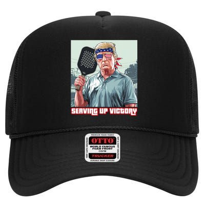 Usa Pickleball Champ Patriotic Trump Political & Pickleball High Crown Mesh Back Trucker Hat