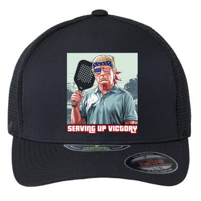 Usa Pickleball Champ Patriotic Trump Political & Pickleball Flexfit Unipanel Trucker Cap