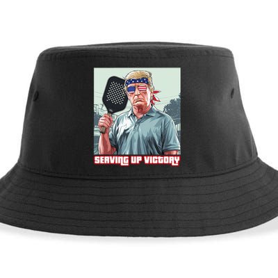 Usa Pickleball Champ Patriotic Trump Political & Pickleball Sustainable Bucket Hat