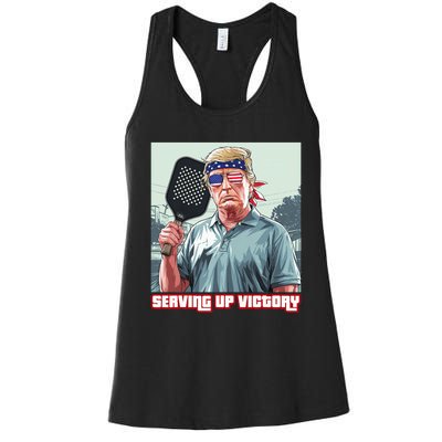 Usa Pickleball Champ Patriotic Trump Political & Pickleball Women's Racerback Tank