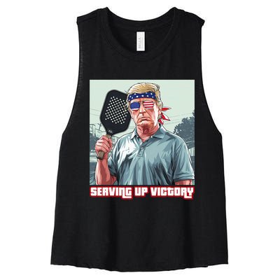 Usa Pickleball Champ Patriotic Trump Political & Pickleball Women's Racerback Cropped Tank