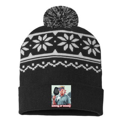 Usa Pickleball Champ Patriotic Trump Political & Pickleball USA-Made Snowflake Beanie