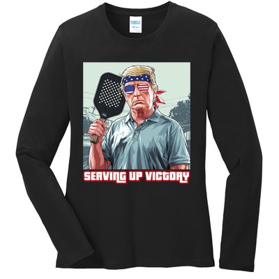 Usa Pickleball Champ Patriotic Trump Political & Pickleball Ladies Long Sleeve Shirt