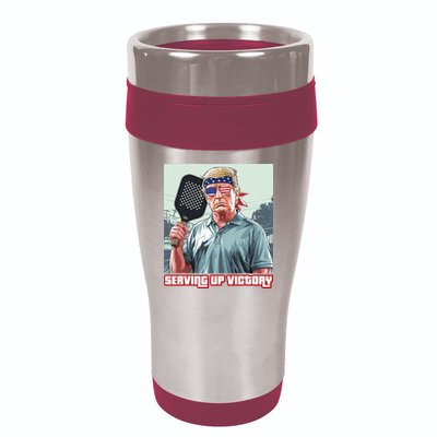 Usa Pickleball Champ Patriotic Trump Political & Pickleball 16oz Travel Tumbler