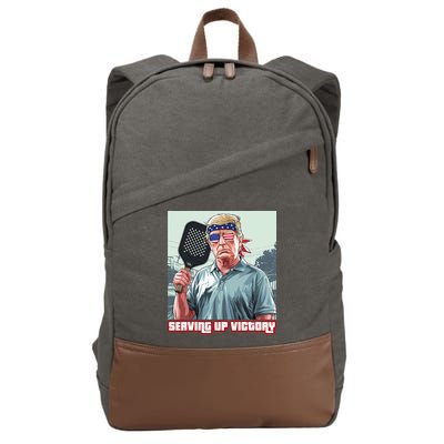 Usa Pickleball Champ Patriotic Trump Political & Pickleball Cotton Canvas Backpack