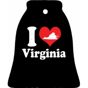 Us Proud Citizen America Love State I Heart Virginia Ceramic Bell Ornament