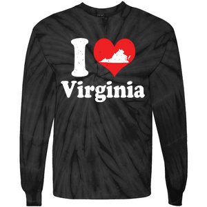 Us Proud Citizen America Love State I Heart Virginia Tie-Dye Long Sleeve Shirt