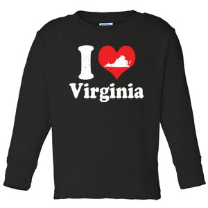 Us Proud Citizen America Love State I Heart Virginia Toddler Long Sleeve Shirt