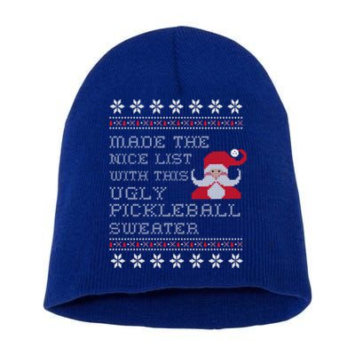 Ugly Pickleball Christmas Sweater Gift Short Acrylic Beanie