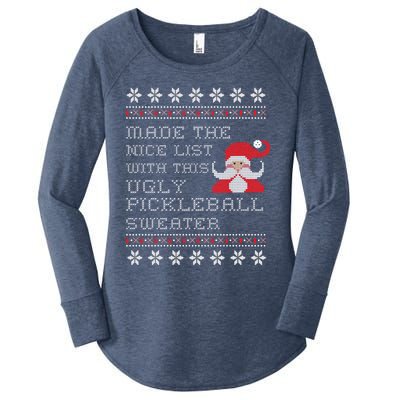 Ugly Pickleball Christmas Sweater Gift Women's Perfect Tri Tunic Long Sleeve Shirt