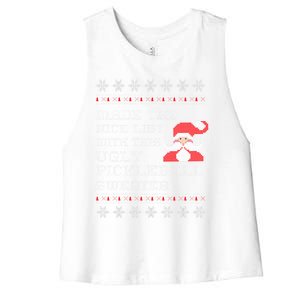 Ugly Pickleball Christmas Sweater Gift Women's Racerback Cropped Tank