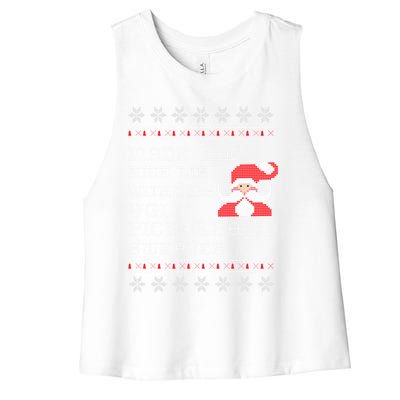 Ugly Pickleball Christmas Sweater Gift Women's Racerback Cropped Tank