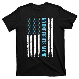 USA Prostate Cancer Awareness Light Blue Ribbon Survivor T-Shirt