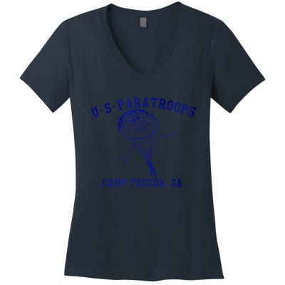 US Paratrooper Camp Toccoa WW2 Women's V-Neck T-Shirt