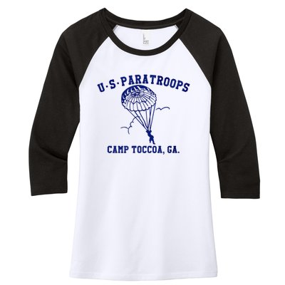 US Paratrooper Camp Toccoa WW2 Women's Tri-Blend 3/4-Sleeve Raglan Shirt