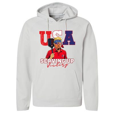 Usa Pickleball Champ Patriotic Trump Performance Fleece Hoodie