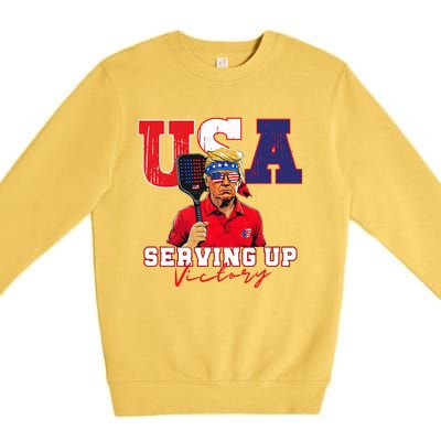 Usa Pickleball Champ Patriotic Trump Premium Crewneck Sweatshirt