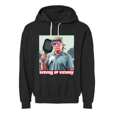 Usa Pickleball Champ Patriotic Trump Political & Pickleball Garment-Dyed Fleece Hoodie