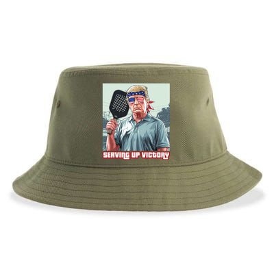 Usa Pickleball Champ Patriotic Trump Political & Pickleball Sustainable Bucket Hat