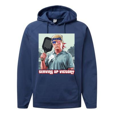 Usa Pickleball Champ Patriotic Trump Political & Pickleball Performance Fleece Hoodie