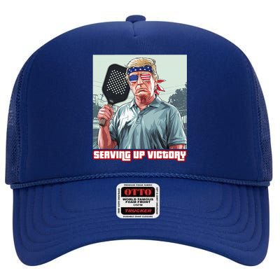 Usa Pickleball Champ Patriotic Trump Political & Pickleball High Crown Mesh Back Trucker Hat