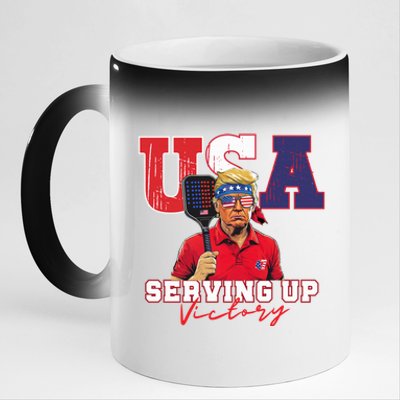 Usa Pickleball Champ Patriotic Trump & Pickleball 11oz Black Color Changing Mug