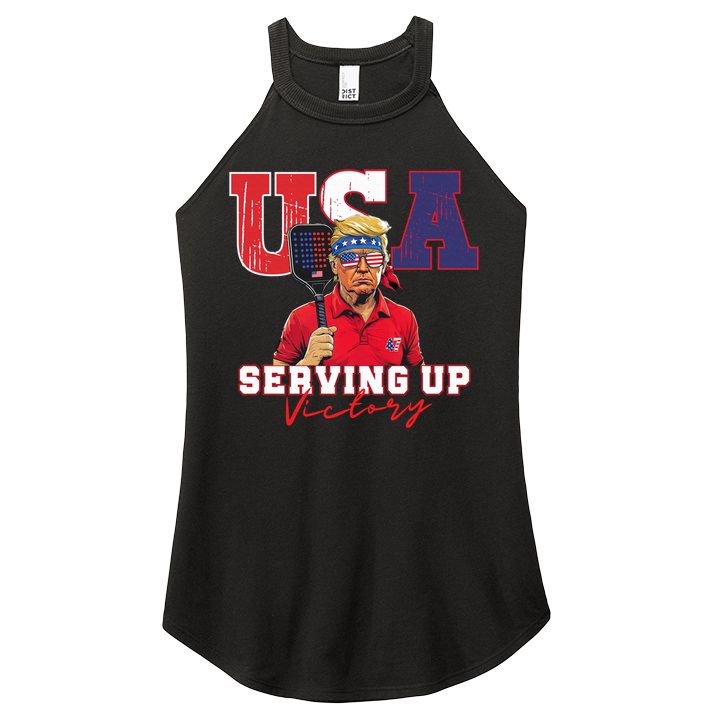 Usa Pickleball Champ Patriotic Trump & Pickleball Women's Perfect Tri Rocker Tank