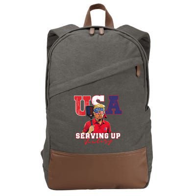 Usa Pickleball Champ Patriotic Trump & Pickleball Cotton Canvas Backpack