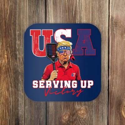 Usa Pickleball Champ Patriotic Trump & Pickleball Coaster