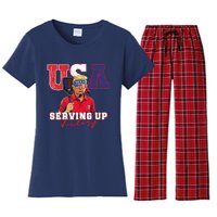 Usa Pickleball Champ Patriotic Trump & Pickleball Women's Flannel Pajama Set