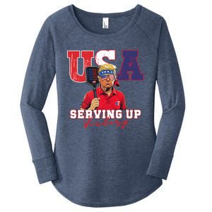 Usa Pickleball Champ Patriotic Trump & Pickleball Women's Perfect Tri Tunic Long Sleeve Shirt