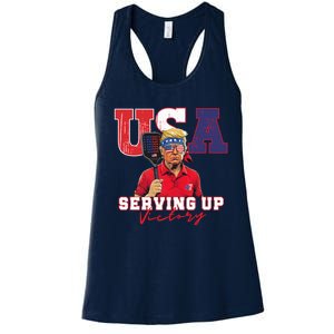 Usa Pickleball Champ Patriotic Trump & Pickleball Women's Racerback Tank