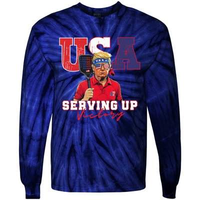 Usa Pickleball Champ Patriotic Trump & Pickleball Tie-Dye Long Sleeve Shirt