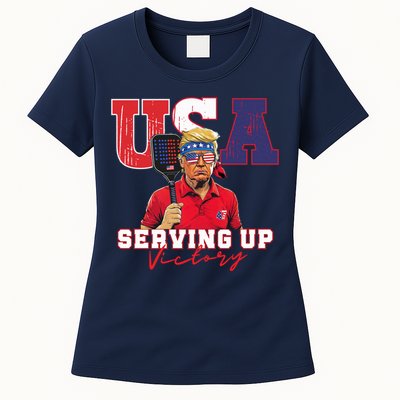 Usa Pickleball Champ Patriotic Trump & Pickleball Womens T-Shirt