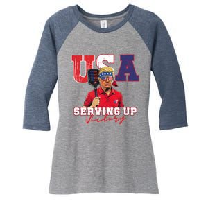 Usa Pickleball Champ Patriotic Trump & Pickleball Women's Tri-Blend 3/4-Sleeve Raglan Shirt