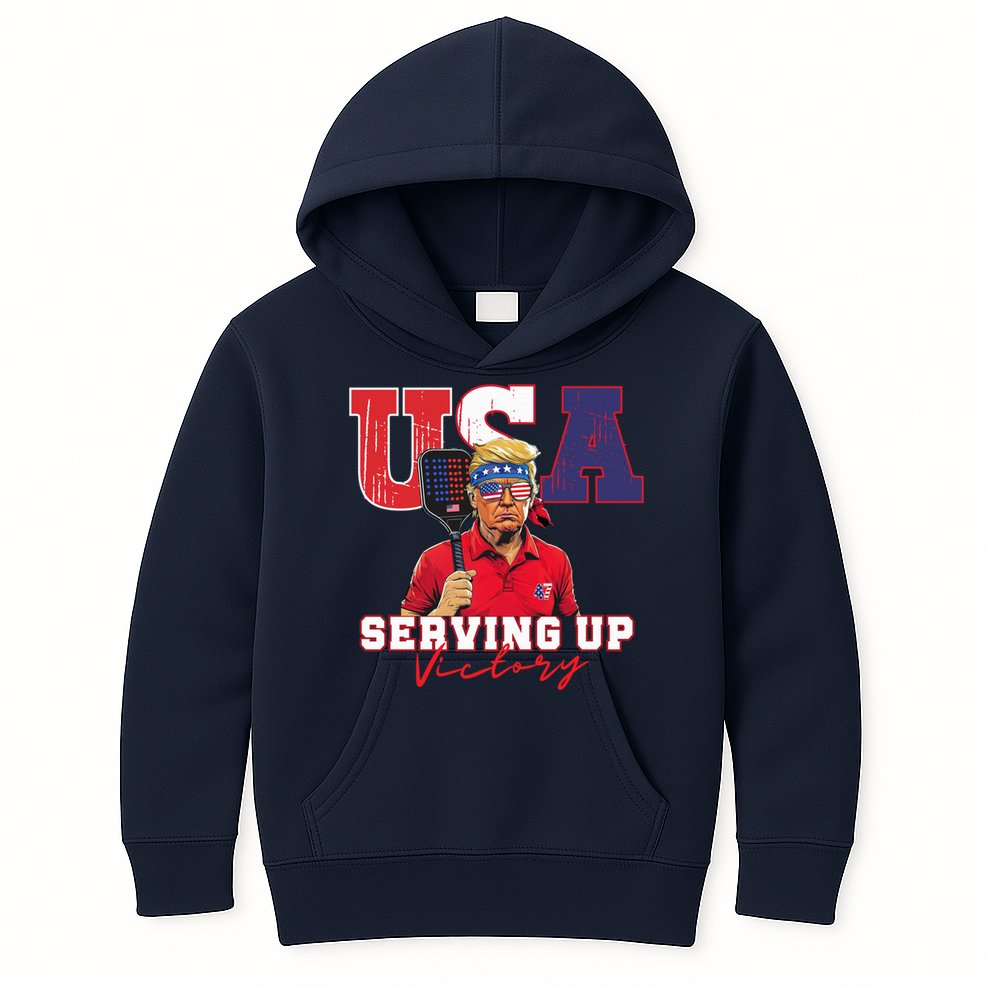 Usa Pickleball Champ Patriotic Trump & Pickleball Kids Hoodie