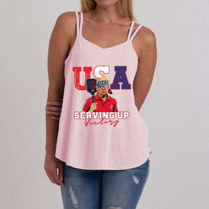 Usa Pickleball Champ Patriotic Trump & Pickleball Women's Strappy Tank