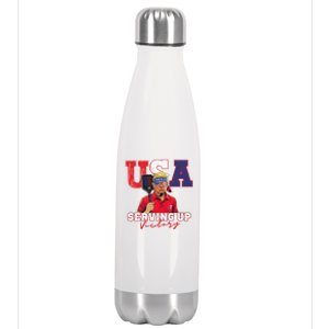 Usa Pickleball Champ Patriotic Trump & Pickleball Stainless Steel Insulated Water Bottle