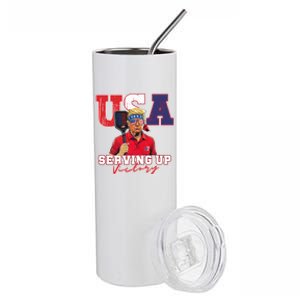 Usa Pickleball Champ Patriotic Trump & Pickleball Stainless Steel Tumbler